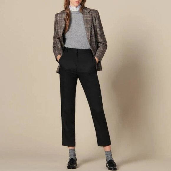 New Sandro Lassy 100% Lyocell Tapered Trouser Black 36, Small $265 - Picture 1 of 8
